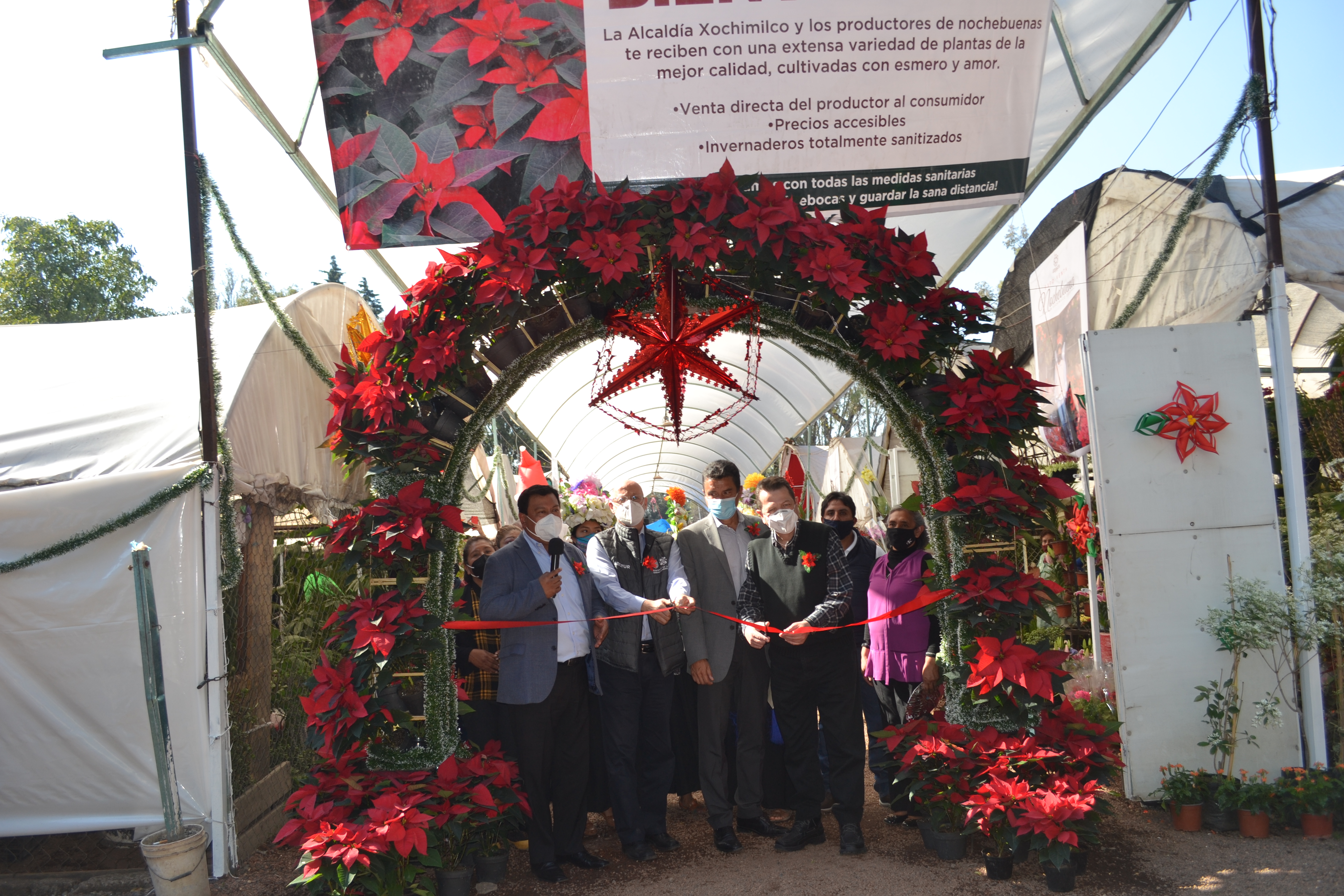 Inauguran la expo venta de Flor de Nochebuena en Xochimilco